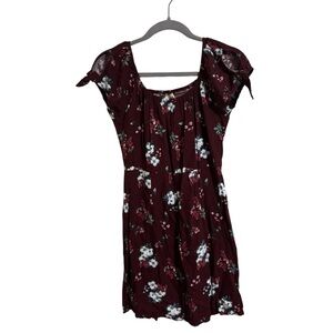 Hollister Red Floral‎ Bow Mini Dress Medium